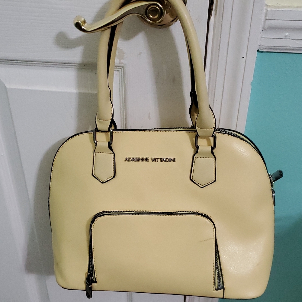 Adrienne Vittadini Light Yellow Top Handle Medium Satchel Bag